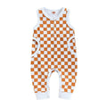 Sleeveless Plaid Buttoned Baby Jumpsuit Jumpsuit The Trendy Toddlers Orange 0-3 M 