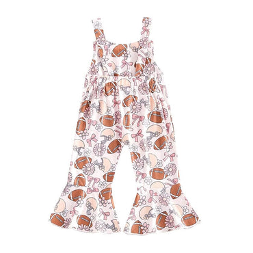 Football Floral Flared Toddler Jumpsuit   