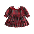 Long Sleeve Christmas Plaid Toddler Dress
