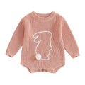 Long Sleeve Easter Knitted Baby Bodysuit Pink 0-3 M