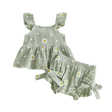 Fly Sleeve Daisy Baby Set Green 0-3 M