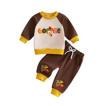 Long Sleeve Gobble Thanksgiving Baby Set