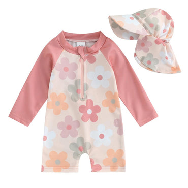 Long Sleeve Floral Baby Swimsuit   