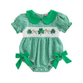 St. Patrick's Day Plaid Collar Baby Romper Rompers The Trendy Toddlers 
