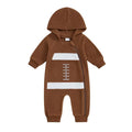 Long Sleeve Football Hooded Baby Jumpsuit   