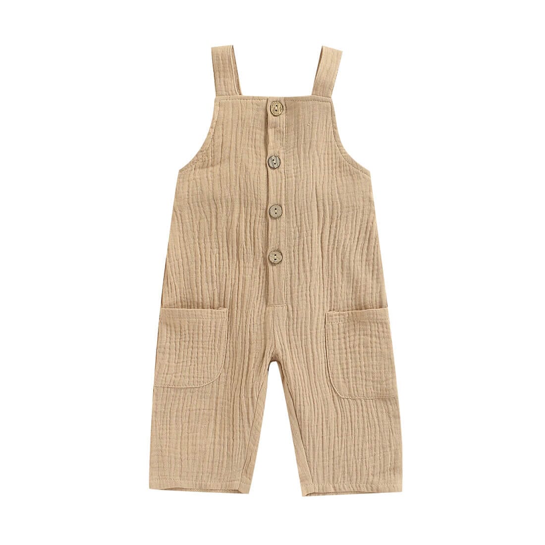 Sleeveless Muslin Solid Baby Jumpsuit Jumpsuit The Trendy Toddlers Khaki 18-24 M 