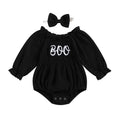 Long Sleeve Black Boo Baby Romper