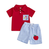 Short Sleeve Red Polo Toddler Set