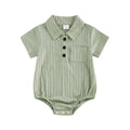 Short Sleeve Solid Collar Baby Romper Rompers The Trendy Toddlers Green 0-3 M 