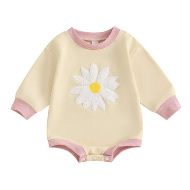 Long Sleeve Daisy Baby Bodysuit Beige 0-3 M