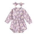 Long Sleeve Daisy Baby Romper Purple 0-3 M 