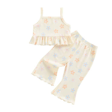 Sleeveless Floral Flared Pants Toddler Set   