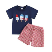 Short Sleeve Popsicle Plaid Toddler Set