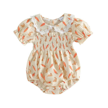 Short Sleeve Easter Lace Baby Romper Rompers The Trendy Toddlers 