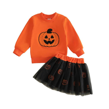 Long Sleeve Halloween Skirt Toddler Set