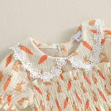 Short Sleeve Easter Lace Baby Romper Rompers The Trendy Toddlers 