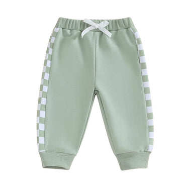 Solid Checkered Baby Pants Green 3-6 M 