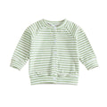 Long Sleeve Striped Toddler Cardigan Green 9-12 M