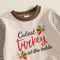 Cutest Turkey At The Table Striped Baby Set