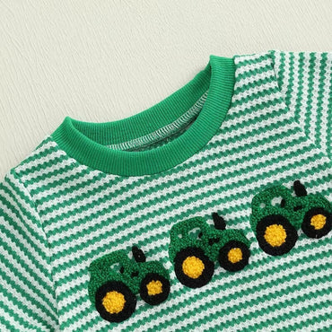 Short Sleeve Waffle Tractor Baby Romper