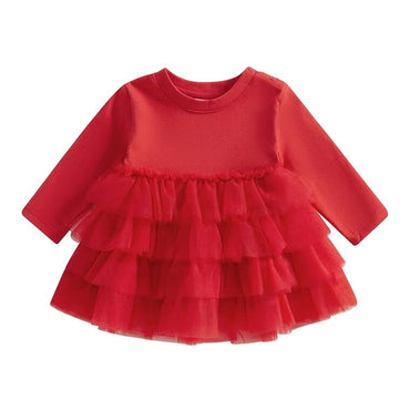 Solid Tulle Toddler Dress Red 12-18 M 