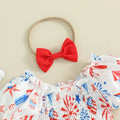 4th of July Puff Sleeve Baby Romper   