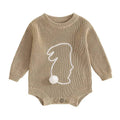 Long Sleeve Easter Knitted Baby Bodysuit Khaki 0-3 M