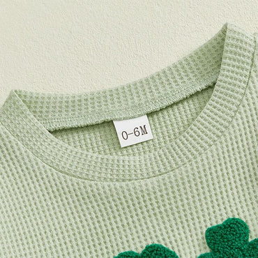 Long Sleeve Shamrock Waffle Baby Set