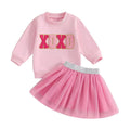 Valentine's Day Tulle Skirt Toddler Set Pink 2T