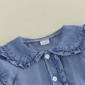 Puff Sleeve Collar Denim Baby Romper Rompers The Trendy Toddlers 