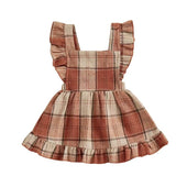 Fly Sleeve Plaid Baby Dress Orange 3-6 M