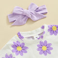 Short Sleeve Purple Floral Baby Set   