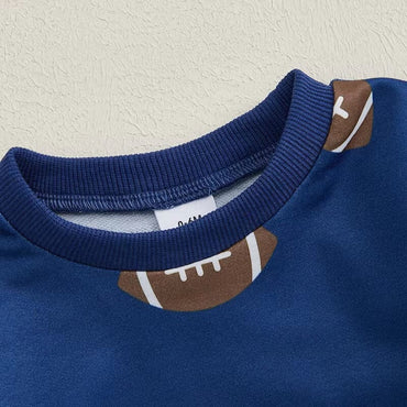 Long Sleeve Blue Football Baby Set   