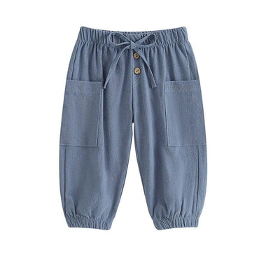 Solid Pockets Toddler Pants Blue 9-12 M 