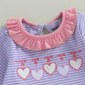 Long Sleeve Heart Bow Striped Baby Romper Rompers The Trendy Toddlers 