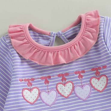 Long Sleeve Heart Bow Striped Baby Romper Rompers The Trendy Toddlers 