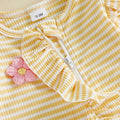 Long Sleeve Striped Flowers Baby Jumpsuit