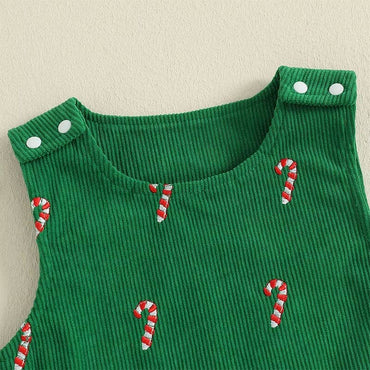Sleeveless Candy Cane Baby Jumpsuit