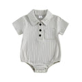 Short Sleeve Solid Collar Baby Romper Rompers The Trendy Toddlers Gray 0-3 M 