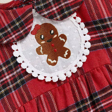 Long Sleeve Plaid Gingerbread Baby Romper