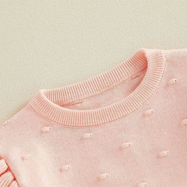 Long Sleeve Pink Ruffled Baby Sweater Sweater The Trendy Toddlers 