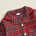 Long Sleeve Plaid Collar Pajama Jumpsuit