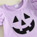 Puff Sleeve Purple Striped Halloween Toddler Set