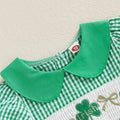St. Patrick's Day Plaid Collar Baby Romper Rompers The Trendy Toddlers 