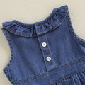 Sleeveless Ruffled Collar Denim Baby Romper