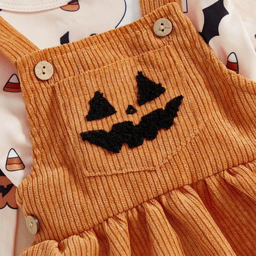 Long Sleeve Suspender Halloween Baby Set