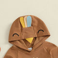 Long Sleeve Little Turkey Hooded Baby Jumpsuit
