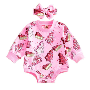 Long Sleeve Yummy Christmas Baby Bodysuit Pink 0-3 M 