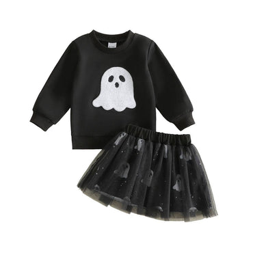 Long Sleeve Halloween Skirt Toddler Set