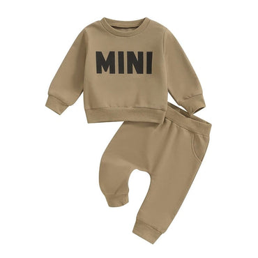 Long Sleeve Solid Mini Baby Set Khaki 3-6 M 